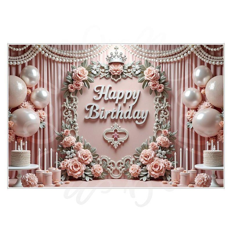 Pink Birthday Theme Party Decoration Backdrop Cloth - Party Decoration Scene Background Wall Hanging