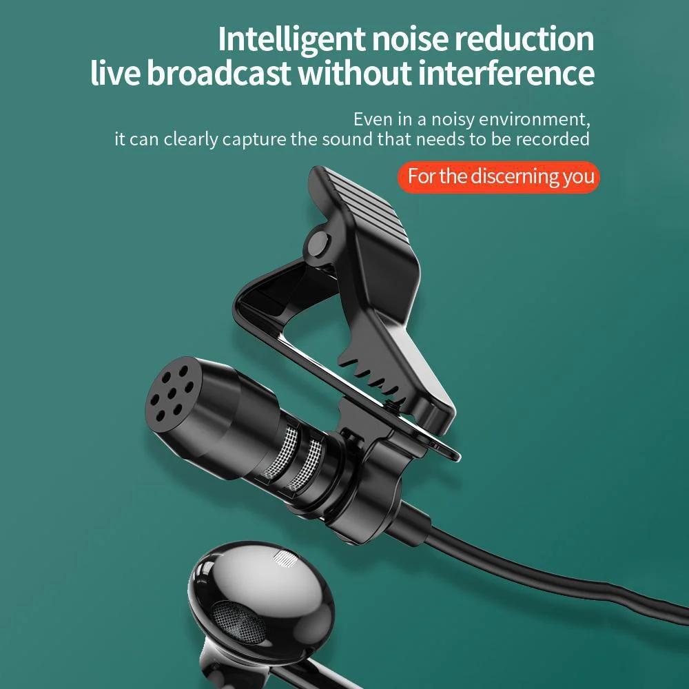 Omnidirectional Clip-on Microphone Condenser for iOS Android Smartphones Tablets Recording