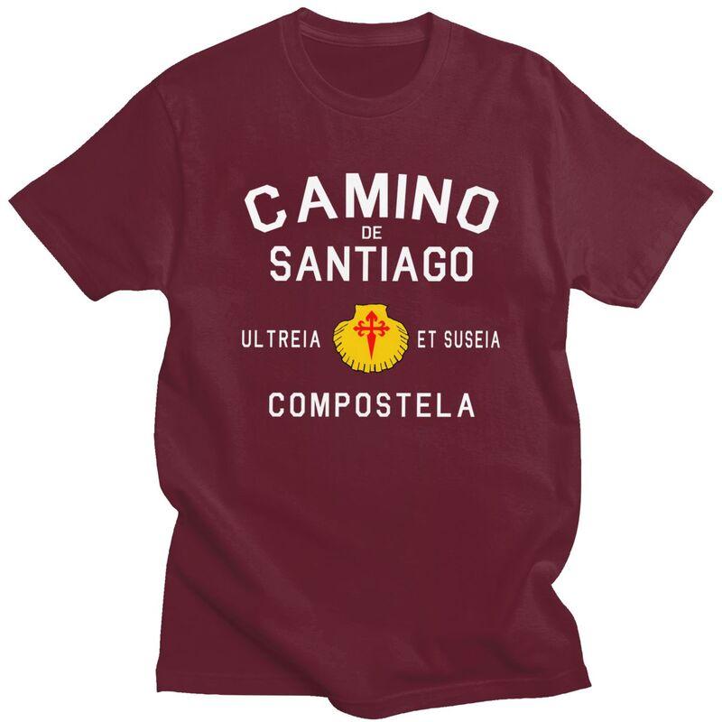 Custom Buen Camino De Santiago Tshirts for Men Short Sleeve Leisure T Shirt Cool Tshirts Loose Fit 100 Cotton Tees Gift Idea