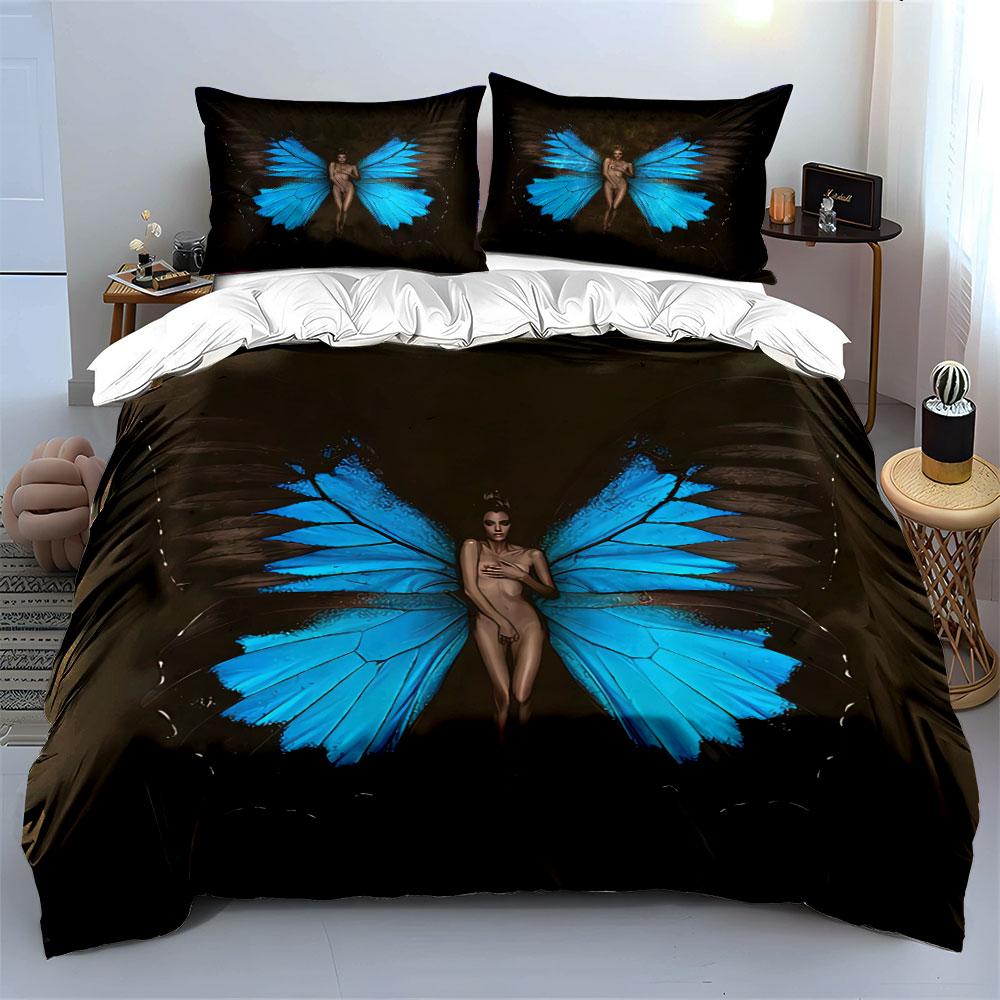 Butterfly Winged Fantasy Art Bedding Duvet Cover Set Duvet Cover Pillowcases (1*Duvet Cover 2*Pillowcases, Without Duvet Insert)