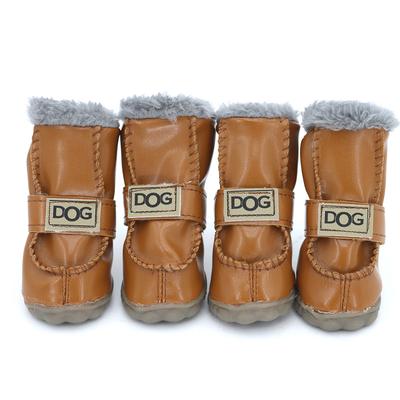 Zimní boty pro malé psy Teplé boty pro mazlíčky s kožešinovou podšívkou pro malé psy Vodotěsné boty pro štěňata pro čivavu buldoka Sněhové kožené boty