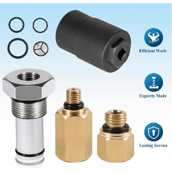 Bonbo 6.0 IPR Valve Socket & Oil Rail Adapters Kit & 6.0 High Pressure Oil Pump IPR Valve Air Test Fitting Tool With Seal Kit, Fits For Ford 6.0L