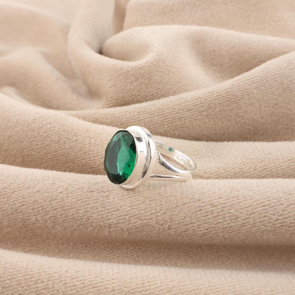 Gema Diópsido de Cromo Plata de Ley 925 Joyería Hecha a Mano Anillo de Diseñador Para Regalo de Aniversario RR-80-14
