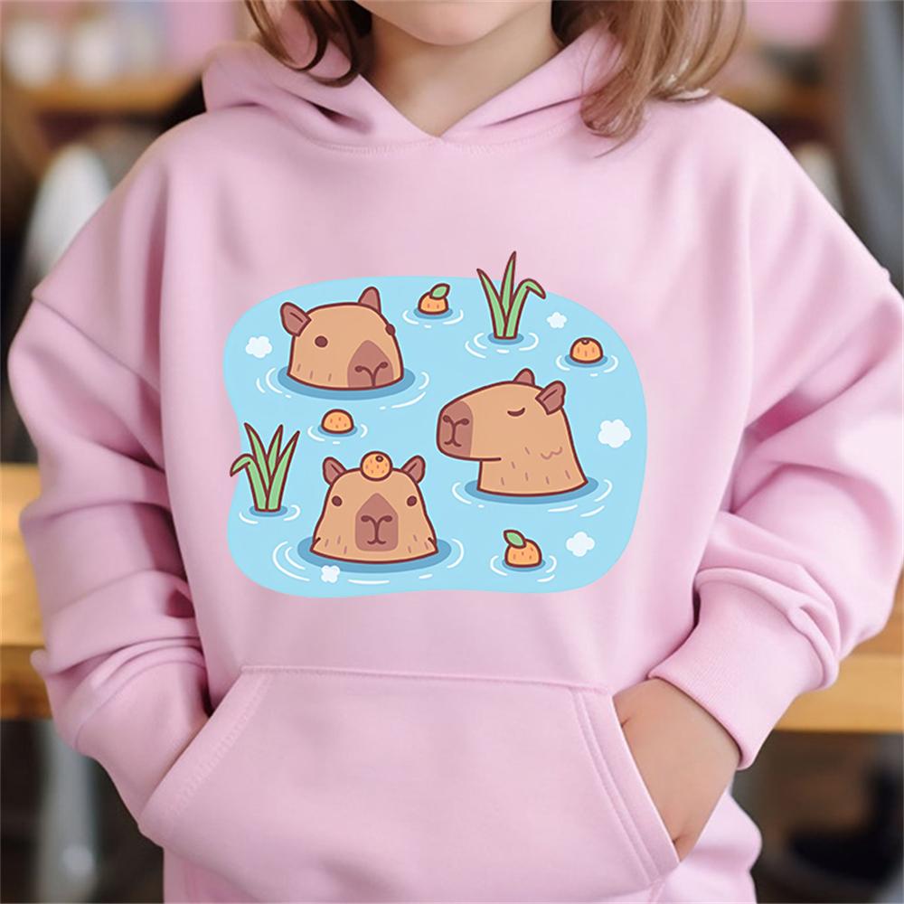 Abbigliamento Bambini Carino Capibara Stampa 3D Felpa con Cappuccio per Bambini Felpa di Natale Manica Lunga Pullover Casual Abbigliamento Bambini Autunnale