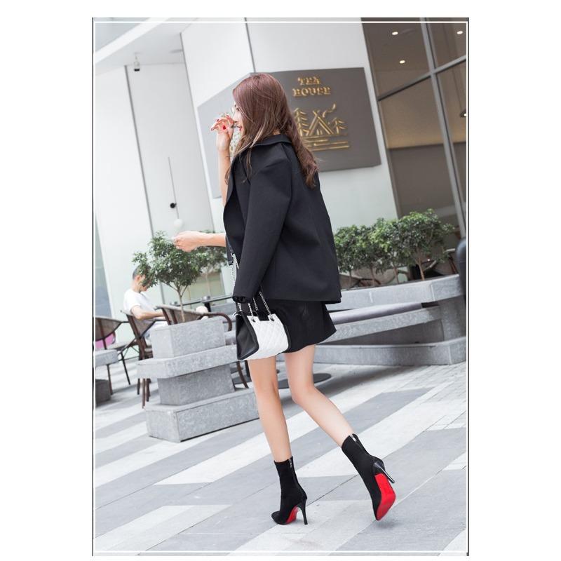 Back zipper pointed short boots for women, slim heels, suede, slim legs, high heels, elastic