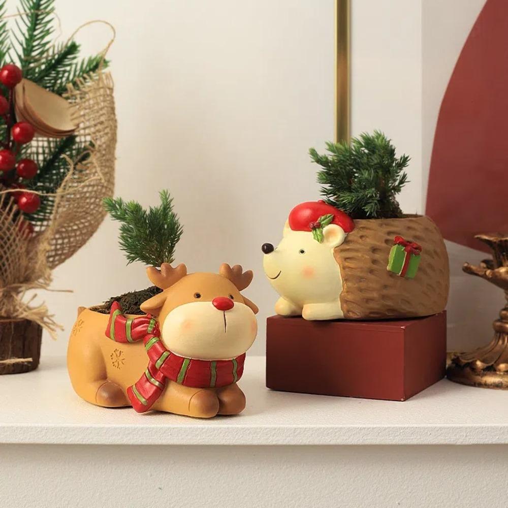 Niedlicher Tierförmiger Cartoon-Blumentopf Harz Desktop Tiere Blumentopf Hase Rentier Geschenk Sukkulenten Pflanzen Töpfe Zuhause