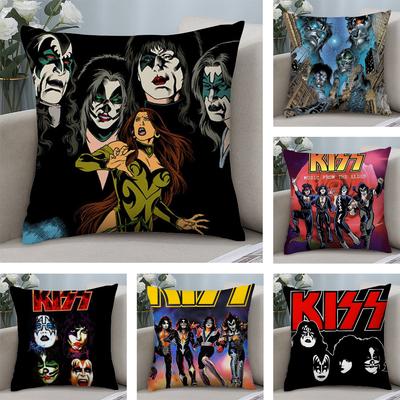 Americký hot Heavy Metal Rock Kapela Kiss Povlak na polštář Krátký plyšový Dekorační dárek na pohovku Domov Oboustranný tisk Polštář