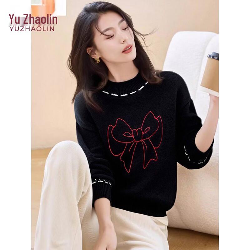 YUZHAOLIN Women's Bow-Knot Print Knit Sweater