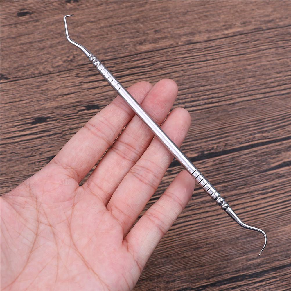 1 Pezzo Doppia Estremità Acciaio Inossidabile Dentista Denti Pulizia Igiene Esploratore Sonda Gancio Pick