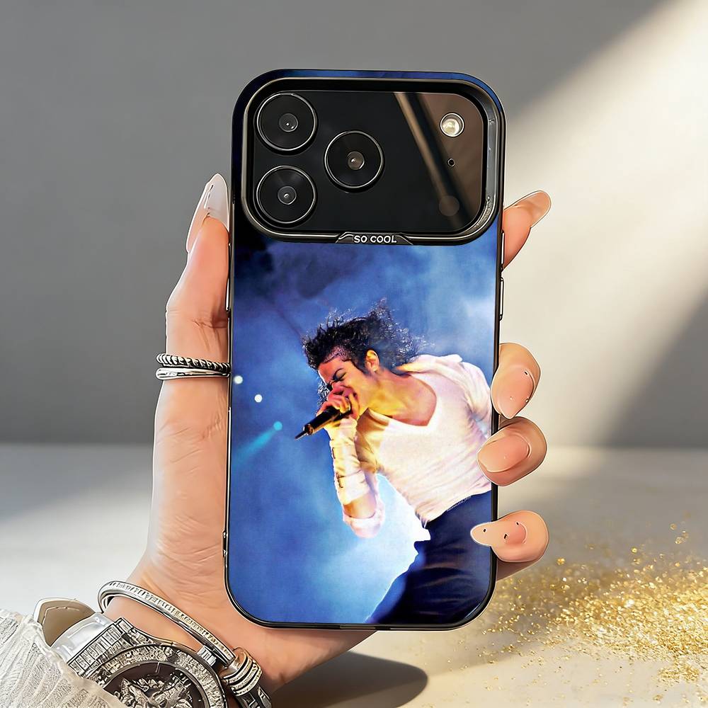 1-1pc S-Singer Michael Jackson Phone Case For iPhone17,16,15,14,13,12,11,Pro,MAX White Matte Shockproof Cover
