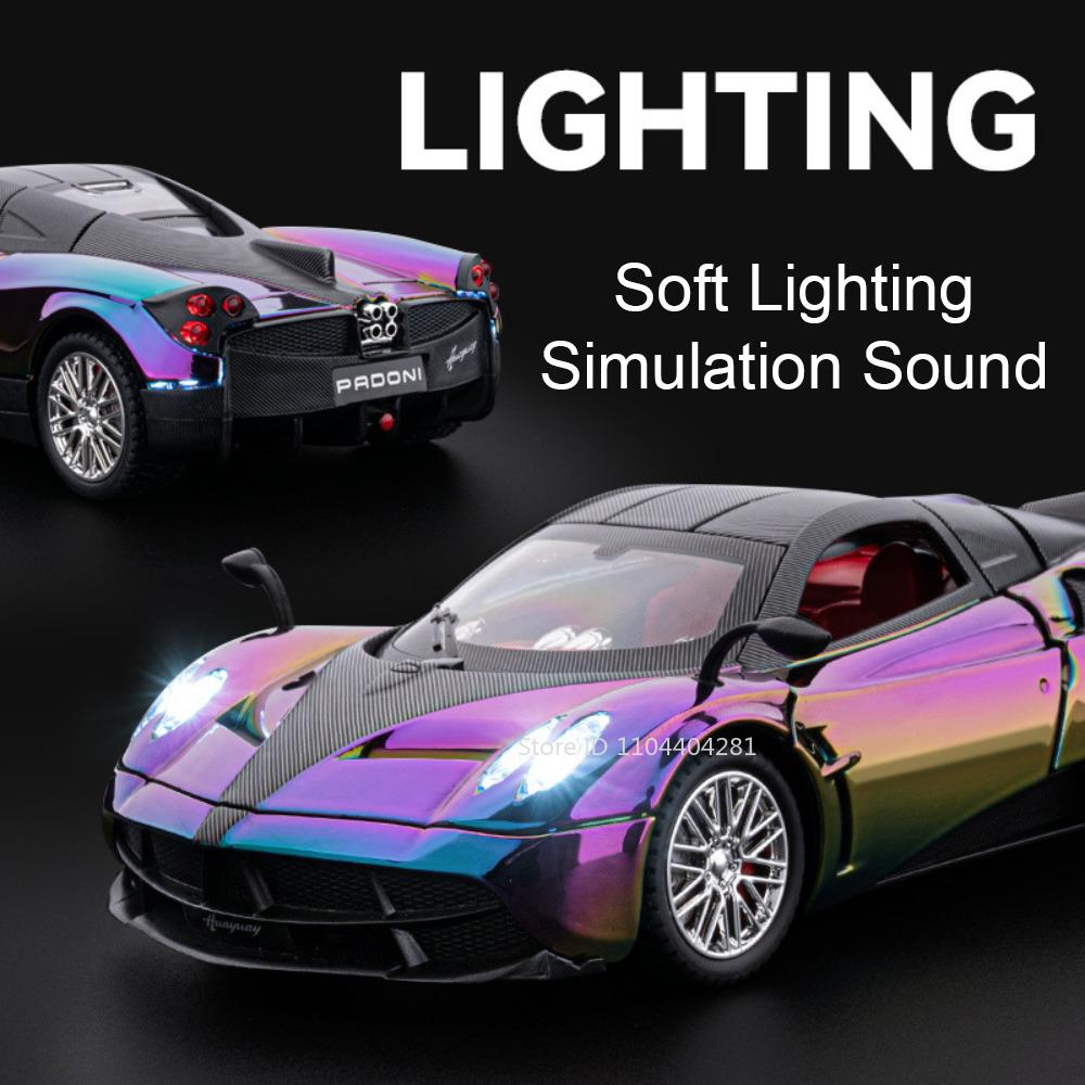 1:24 Pagani Huayra Dinastia 720s Miniature Sportscar Model Diecast Alloy Toys Doors Opened Sound Light Pull Back Vehice Boy Gift