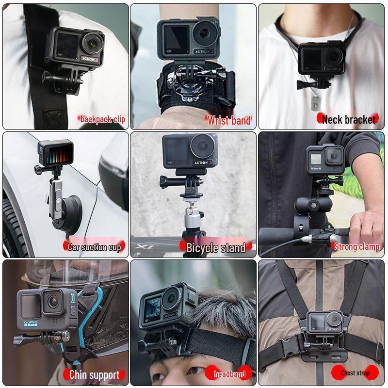 DJI Action5Pro/43 Camera Accessories: Chest Strap, Headband, Backpack Clip, Tempered Film, Helmet Strap