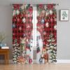 Christmas Tree Snowman Cat Squirrel Snowflake Ball Plaid Sheer Curtains Room Decor Window Curtain Kitchen Tulle Voile Curtains