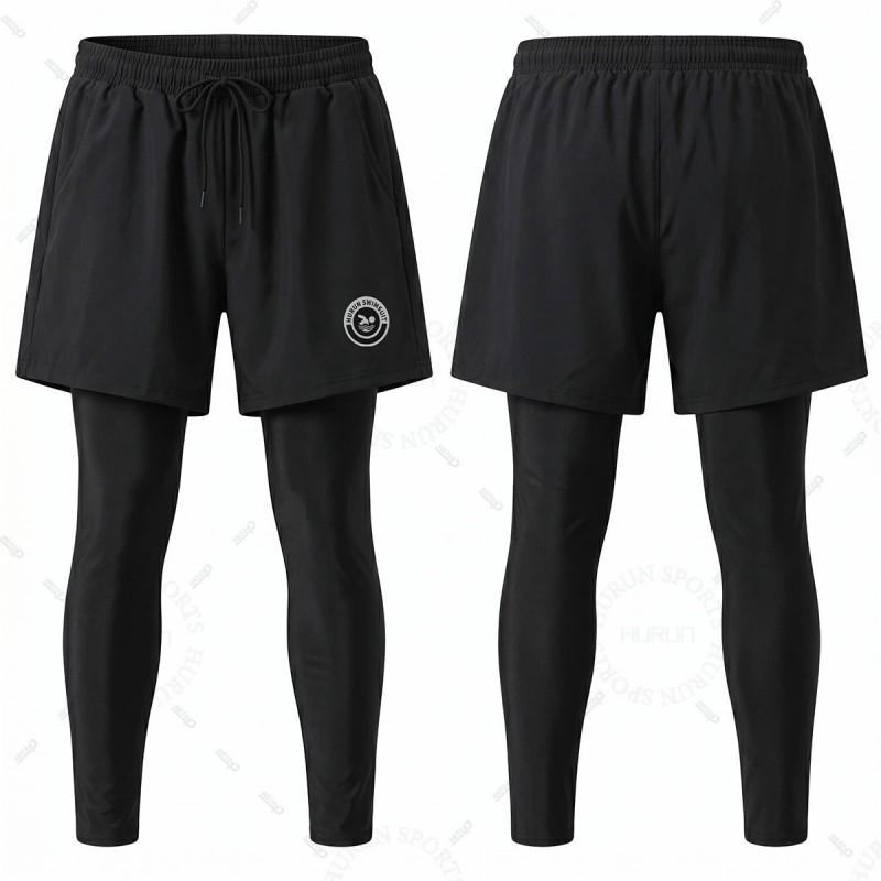 Mens Quick-Dry Surf Swim Trunks With Hidden Pocket 9/10 Length High-Elasticity Boardshorts Swimming Diving