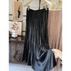 French glossy satin pleated fishtail skirt elegant temperament high waist pleated A-shaped skirt high-end long skirt