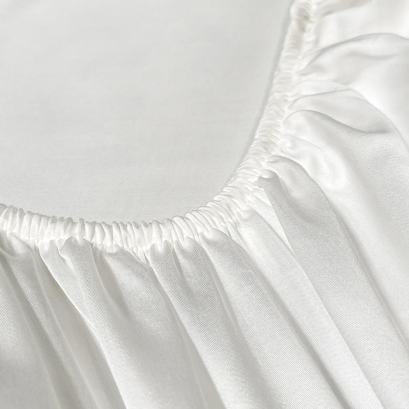 Weißes Unifarbenes Spannbettlaken-Set Tencel Spannbettlaken mit Kissenbezügen Weich Glatt Premium Hotelqualität Queen Size Bettwäscheset