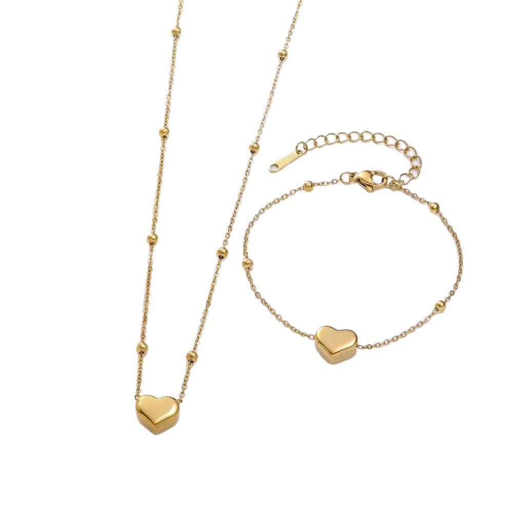 18K Gold Titanium Steel Necklace and Bracelet Set for Women - Niche Design Clavicle Chain Accessories