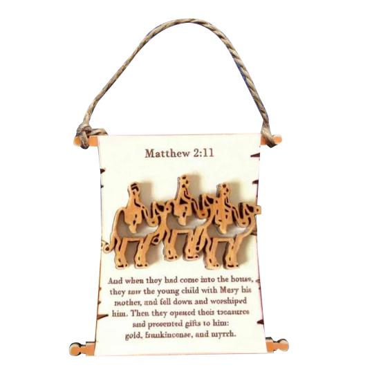 Nativity Advent Scroll Ornament Wooden Laser-Cut Hanging Decor with 24-Day Bible Verses Religious Christmas Countdown Calendar