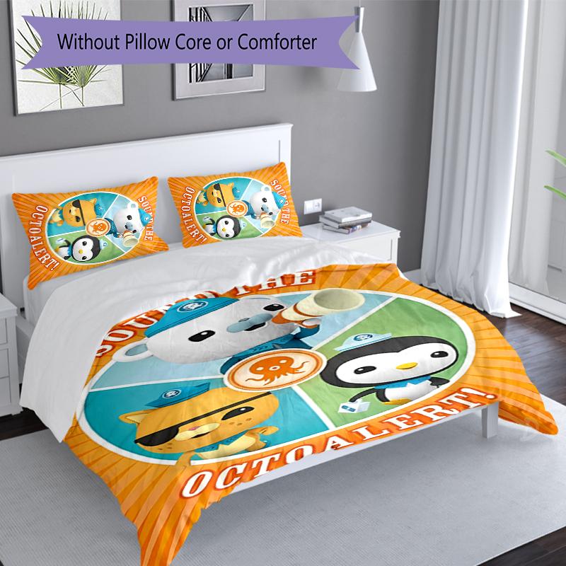 3pcs Octonauts Duvet Cover Set, Includes 1 Duvet Cover and 2 Pillowcases,Skin-Friendly&Comfortable Fabric,Suitable Bedding Sets