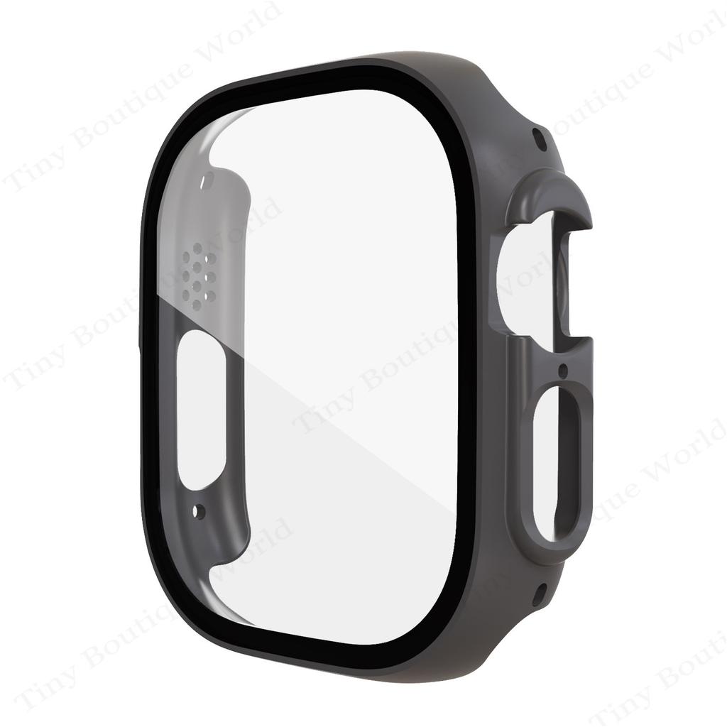 Glass+case For Apple Watch Ultra/Ultra 2 49mm Strap Smartwatch PC Bumper+Screen Protector Tempered Cover for Iwatch Series Ultra