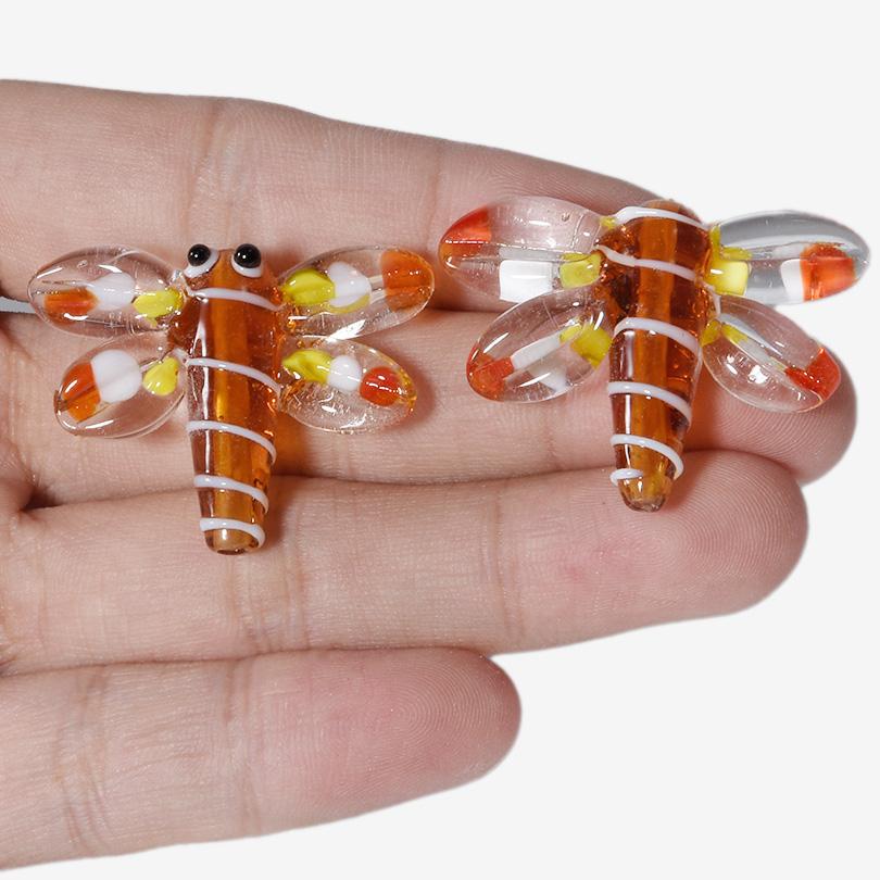 6pcs/Lot Animal Dragonfly Bee Butterfly Glass Beads For Jewelry Making Supplies Cactus Flower Spacer Bead Diy Accessories Bulk