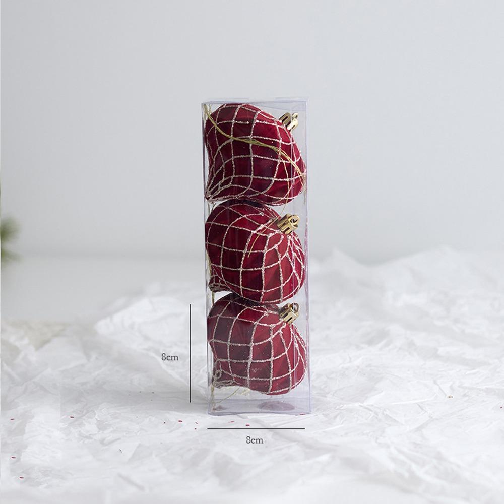 Glitter Flocked Christmas Balls Pendant Wine Red Merry Christmas Decor  Home New Year Decor