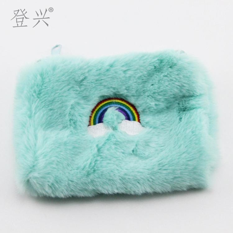 New Plush Rainbow Series Student Clutch Change Bag, Women's Long Clutch Bag