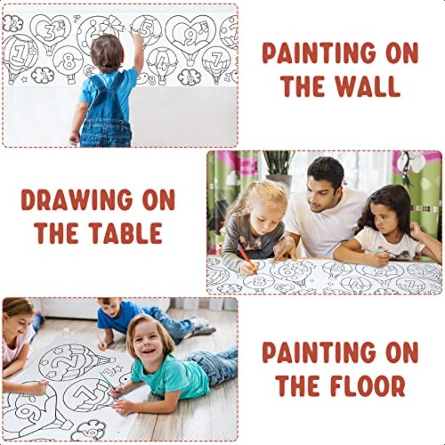 's Drawing Roll Coloring Paper Roll for Gift 120 11.8 Inches DIY Painting Drawing Paper Roll Sticky Drawing Paper Roll Early Ed