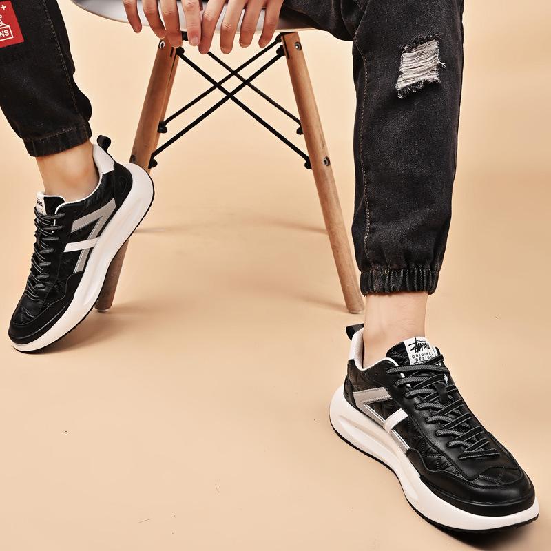 Spring Men's Shoes New Top Layer Cowhide All-Match Casual Little White Sneakers Platform Dad Shoes Men