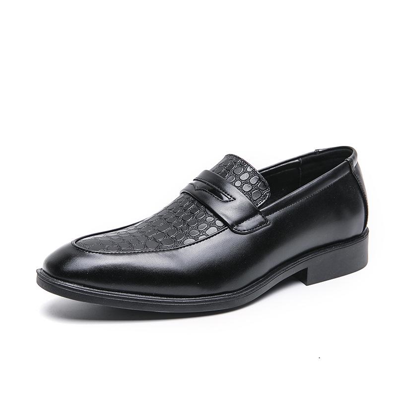 Men s Plus Size Embossed Leather Loafers - Trendy British Business Style for Spring/Autumn 2024 42 чёрный