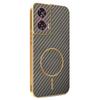 For Motorola Edge 50 Fusion 5G Phone Case Carbon Fiber Textured Electroplated TPU Back Cover