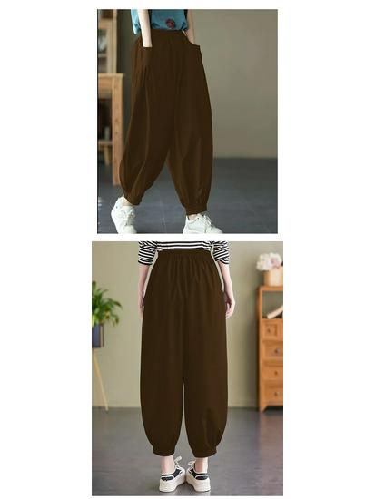 Cross-Border Summer Slimming Lantern Capri Pants - Women's Casual Elastic Waist Cropped Trousers