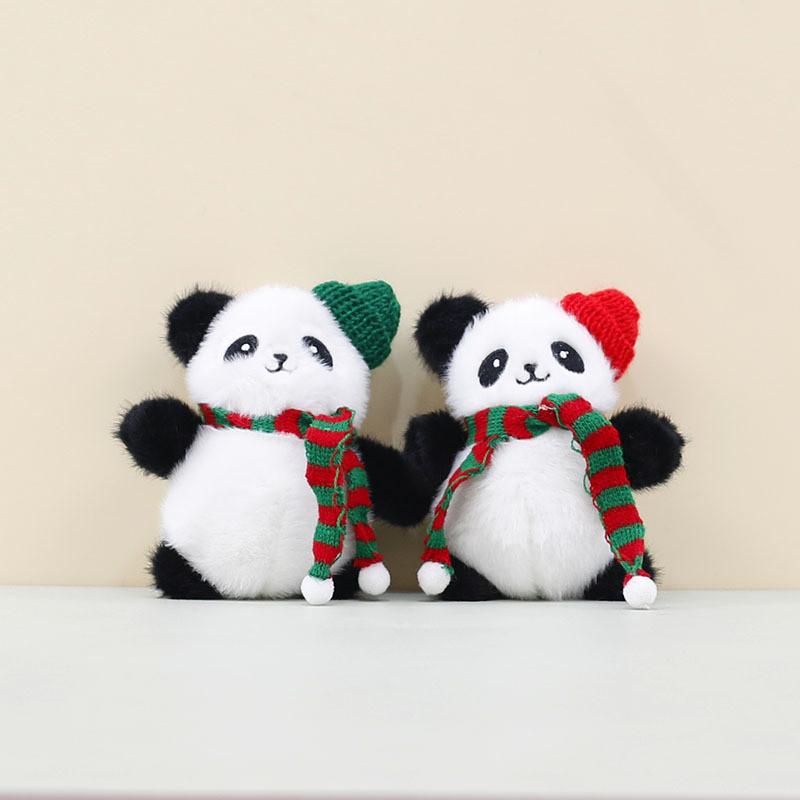 Cute Christmas Panda Plush Toy Keychain Adorable Stuffed Animal Accessory