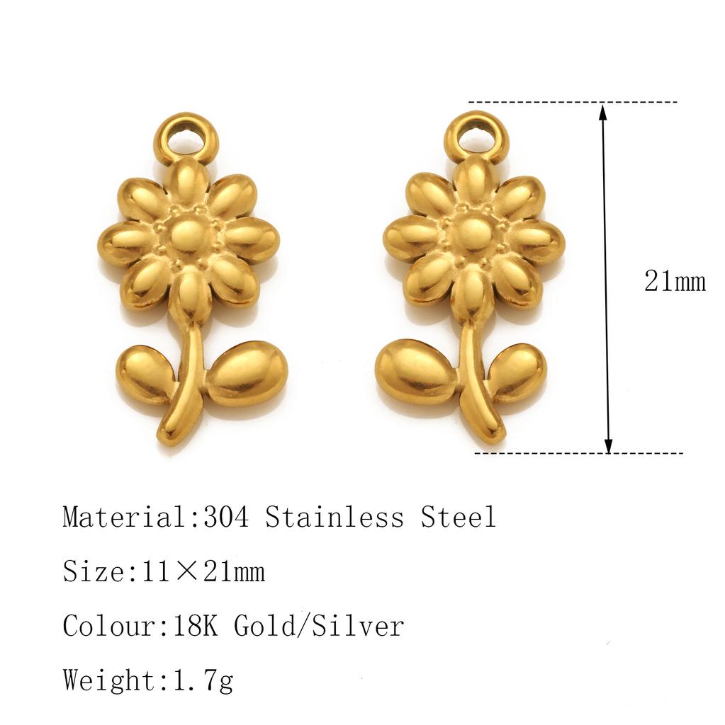 3Pcs Flower&Insect Charms Stainless Steel Exquisite Butterfly/Bee/Rose/Scarab Pendant Necklace Earring Dangle DIY Jewelry Making