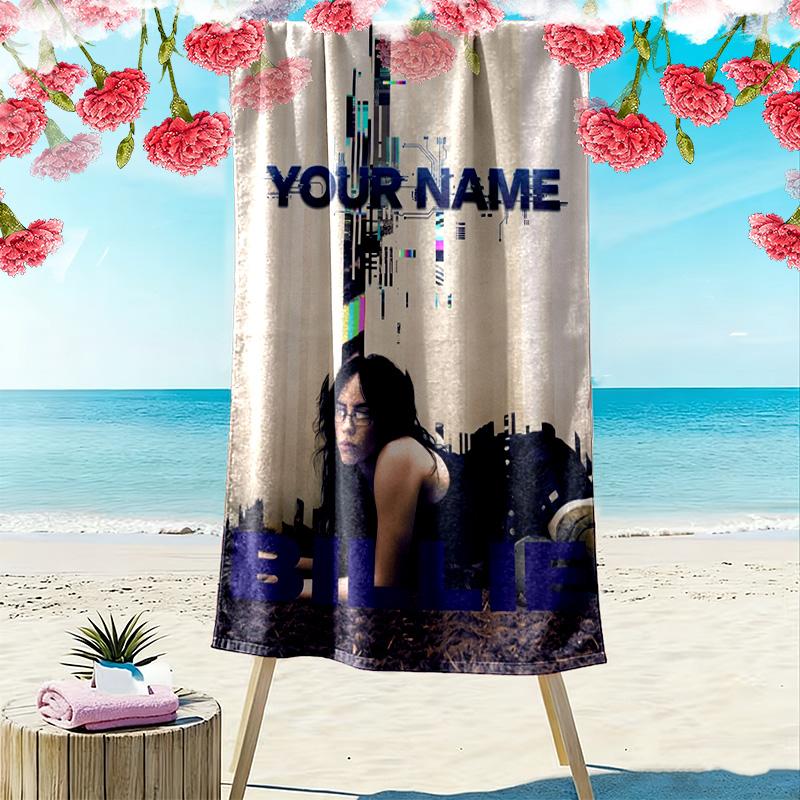 Name Custom Billie Poster Print Beach Towel, Large Soft Quick Dry Towel for Beach Camping Swimming