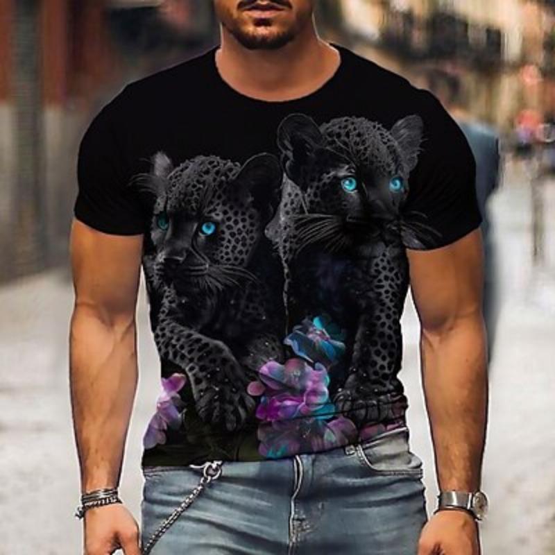 Men's Unisex Animal Graphic Prints T Shirt Short Sleeve T Shirt 3D Print Crew Neck Shirt Sports Designer Casual Outdoor Street Daily