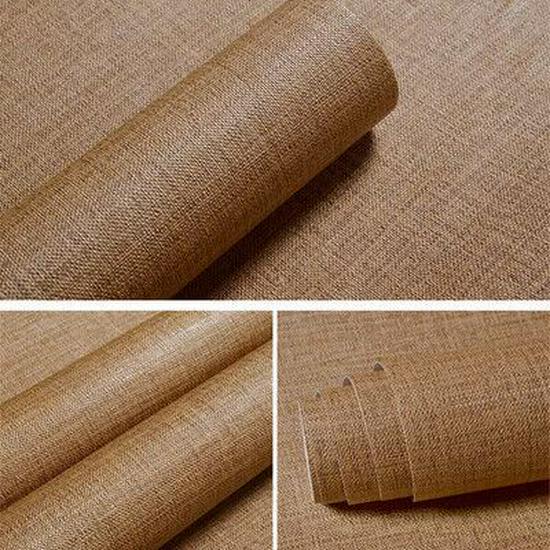 Self-Adhesive Solid Color Linen Pattern Wallpaper for Bedroom and Living Room