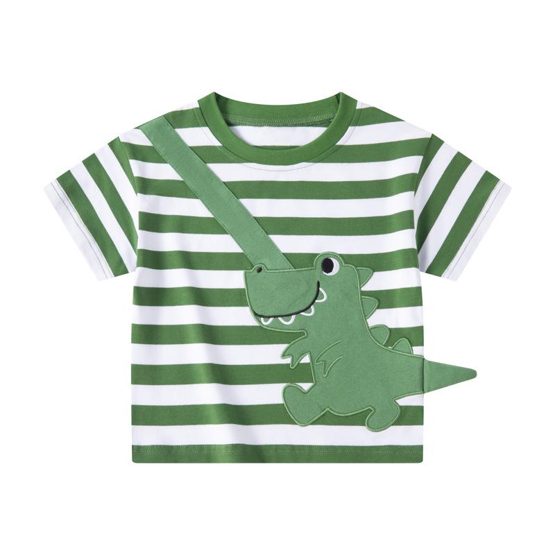 Betop Korean Style Striped 3D Dinosaur Children s Short-Sleeve T-Shirt - Summer New Arrival 140cm