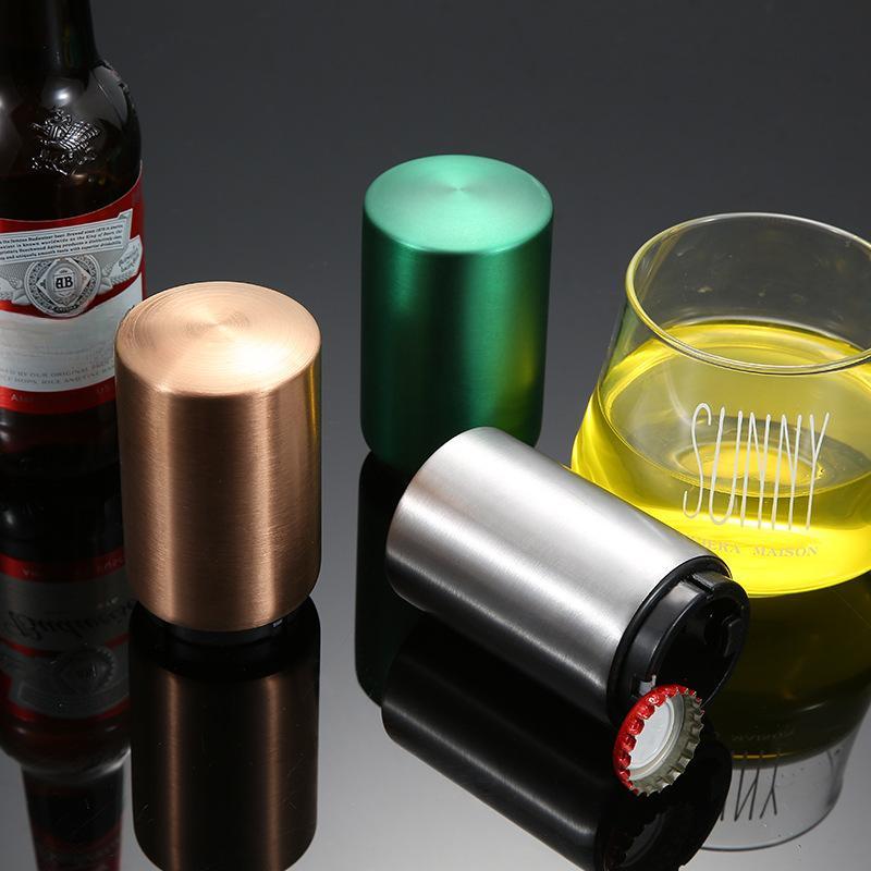 HOMZY Automatic Beer Bottle Opener Magnetic Stainless Steel Push Down Opener Soda Cap Opener Kitchen Bar Tools Gadgets Party Gift