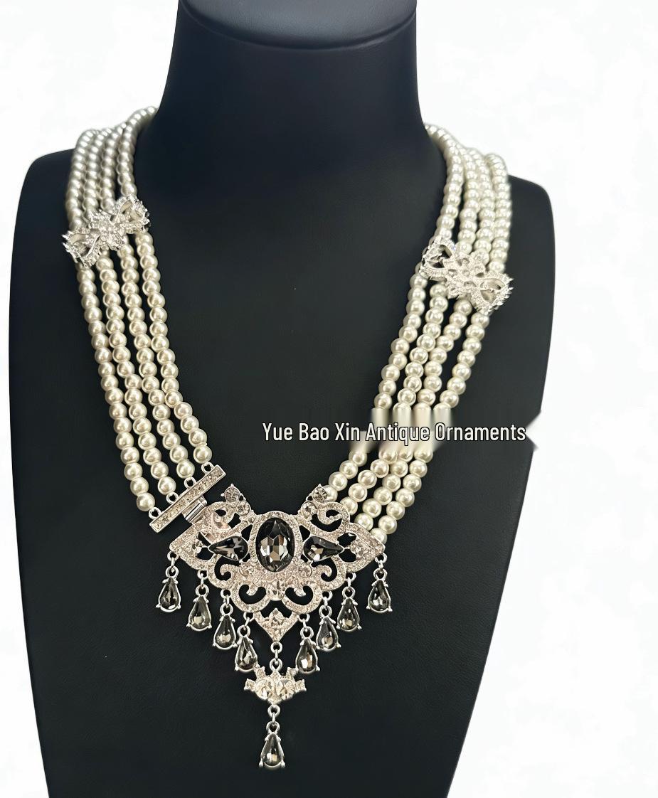 Retro Western Multi-layer Pearl Necklace for Women - Irregular Long Sweater Chain Decoration