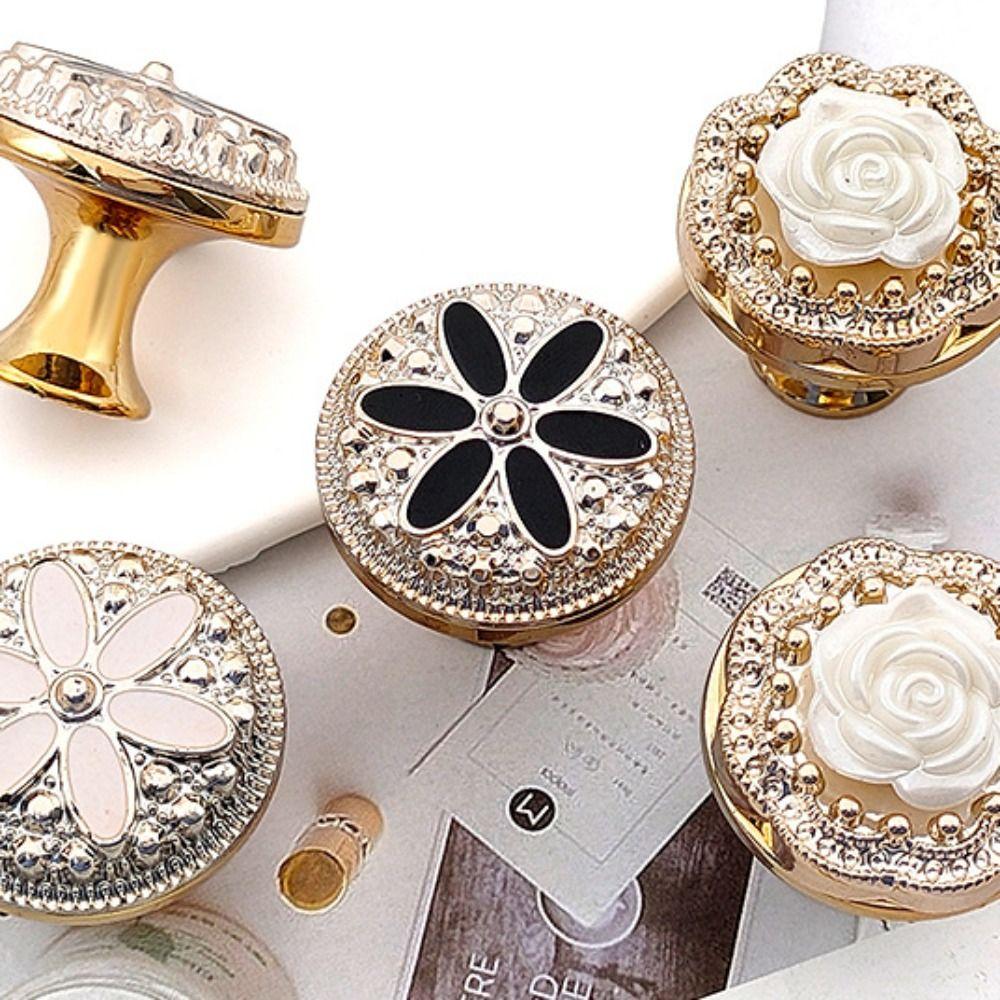 10pcs Durable flower Circular handle European style Light Furniture Knob Plastic Single Hole Cabinet Handle Cupboard