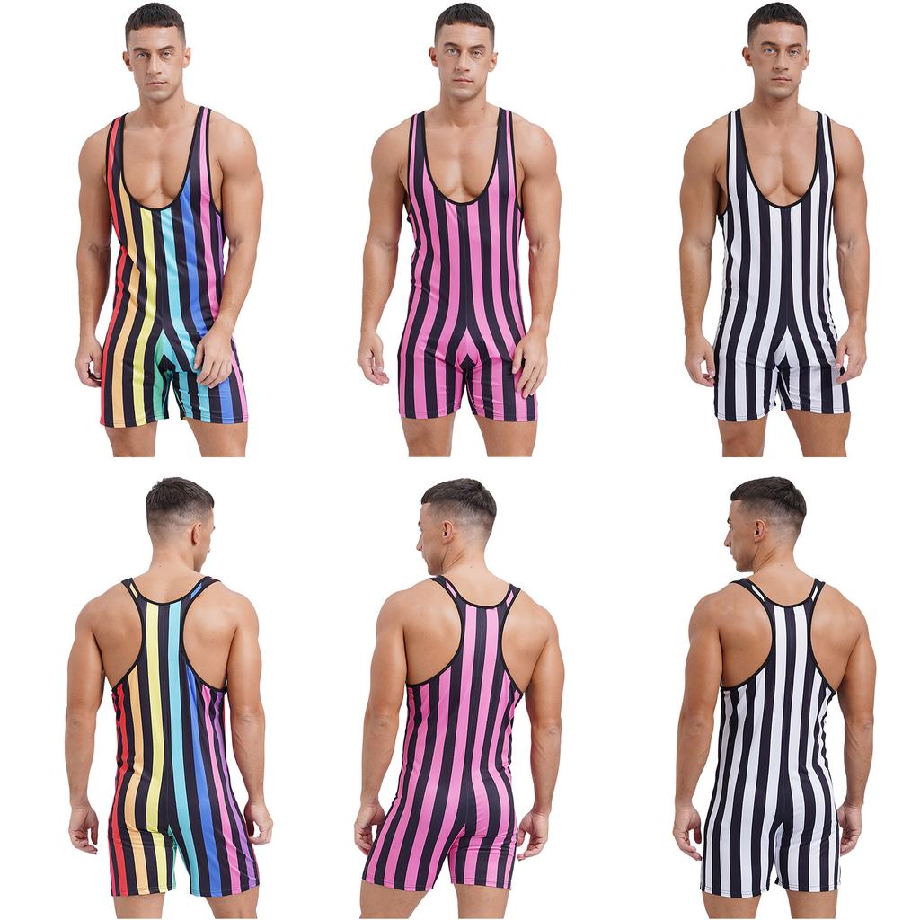 Costume da bagno intero da uomo senza maniche slim fit fitness palestra body sportivo uomo abbigliamento da surf