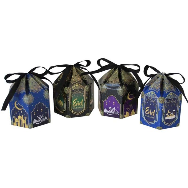 50Pieces Eid Mubaraks Candy Boxes Ramadans Cupcake Paper Muslims Goody Gift Decorations Muslims Eid Party Supplies