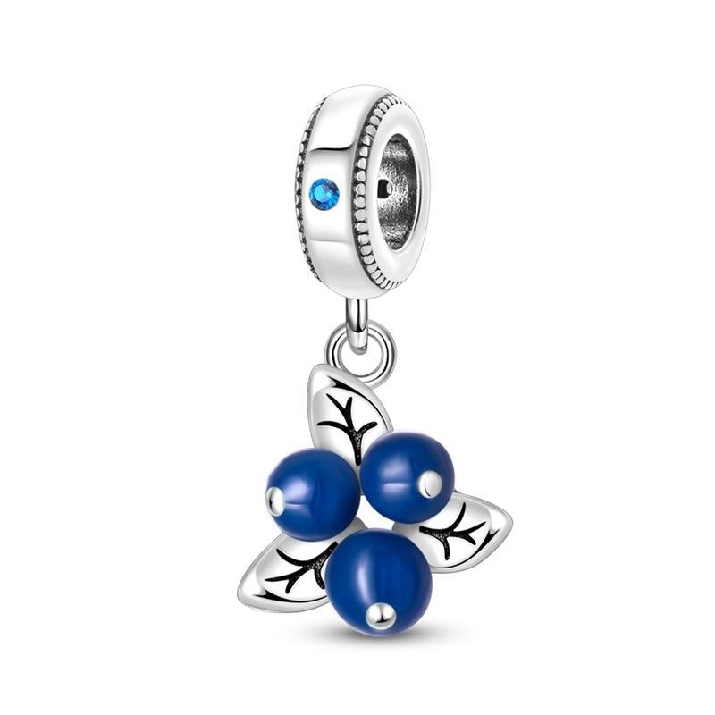 S925 Silver DIY Avocado Cherry Beaded Bracelet Handmade Pendant Charm Gift Jewelry