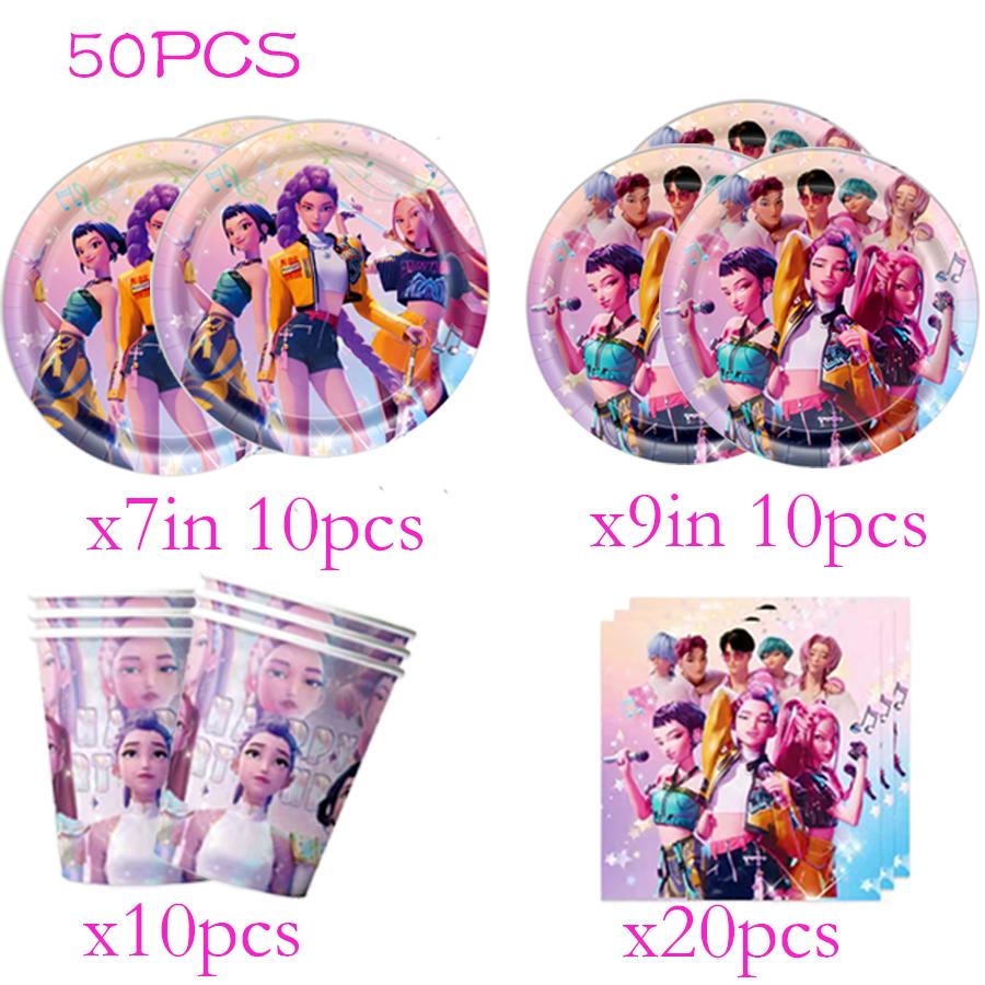 K-POP Girl Group Birthday Party Supplies For Kids Happy Birthday Banner Table Decoration Balloons Plates Cups Background Cloth