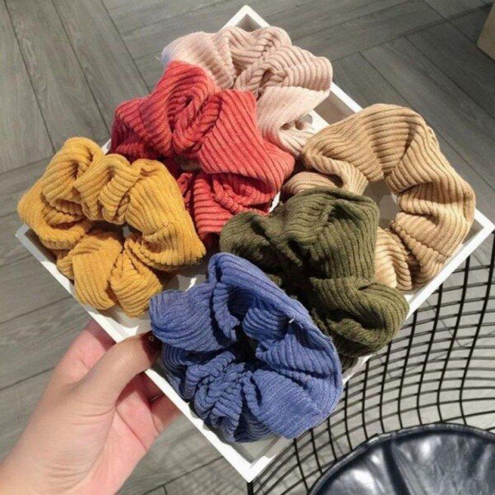 Mno Solid Color Tripe Hair Band Hair Accessory Tripe String Scrunchie Elastic Velvet Spring Mink Ribbon