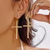 Classic Rhinestone Pearl Cross Earrings: Retro European-American Fashion for Women