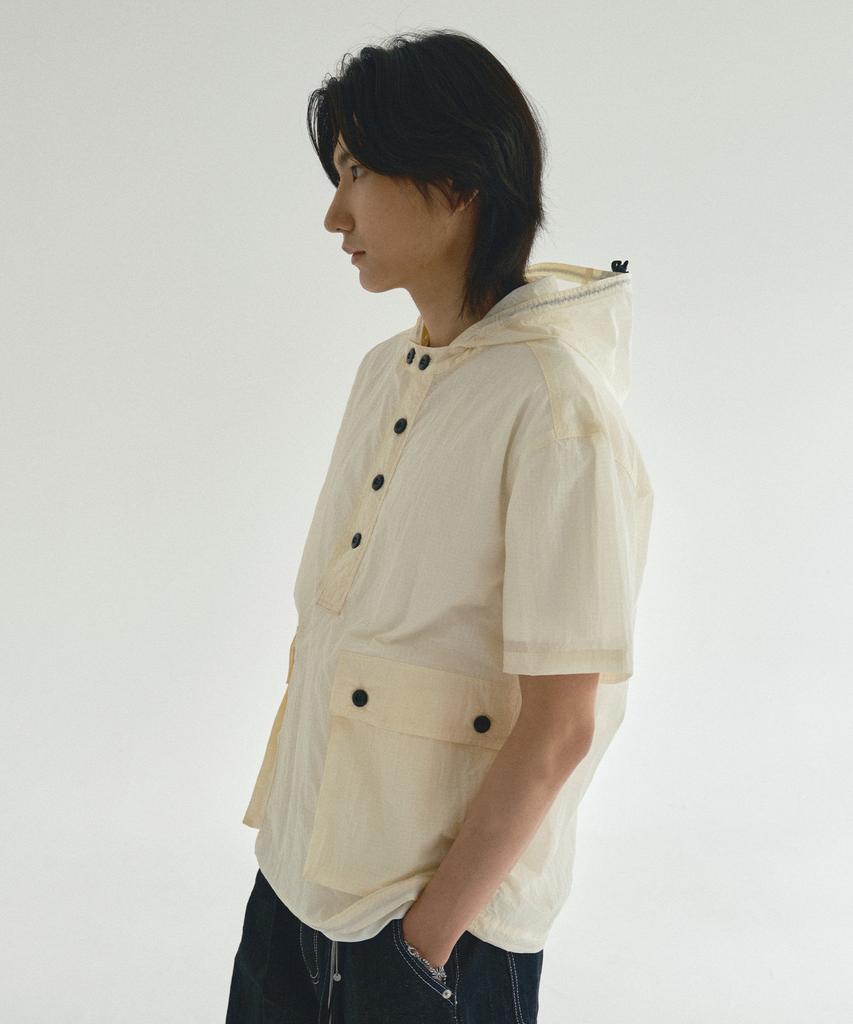 ECORR Nylon Hooded Short Sleeve Pullover_Ivory