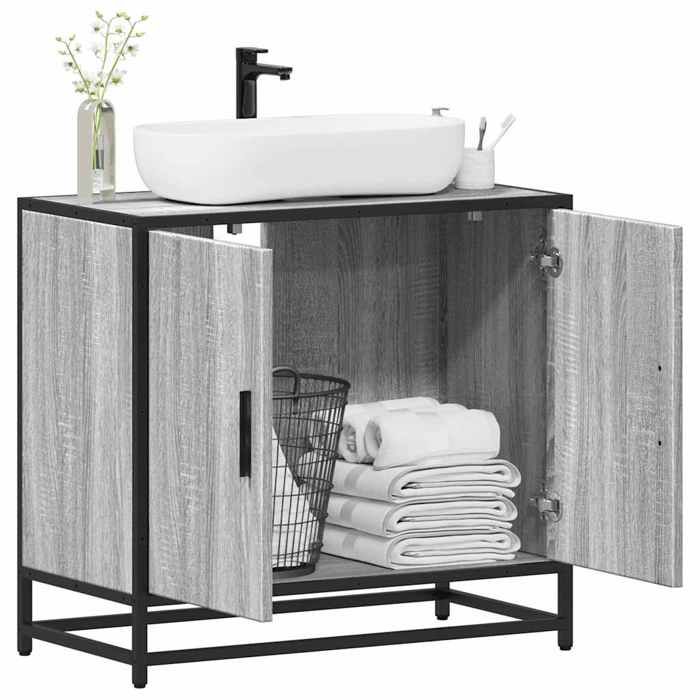 VidaXL Armoire de lavabo de salle de bain sonoma gris 65x33x60 cm, meuble de lavabo de salle de bain, meuble de salle de 849267