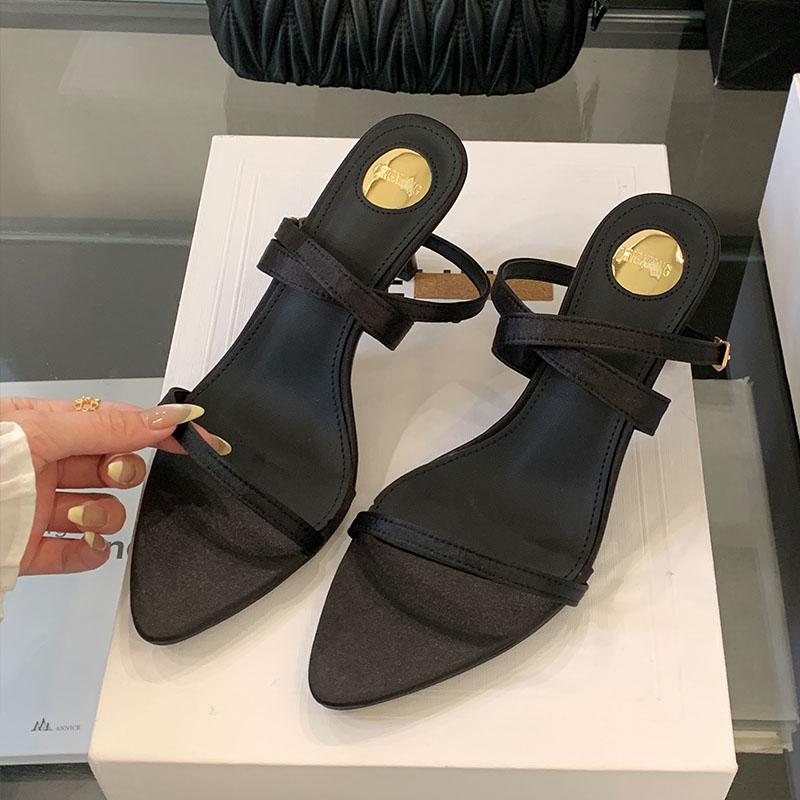 Fashion New Summer Fashion Pointed Toe Women Thin Heel Pumps Shoes Shallow Footwear Ankle Warp Ladies Heeled Shoes Female Sandals